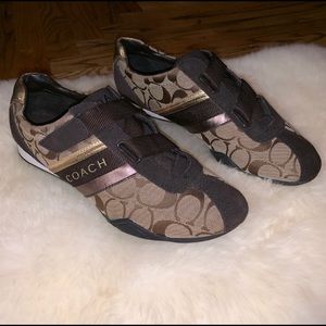 Coach Brown Sneakers with Velcro Strap Size 9
